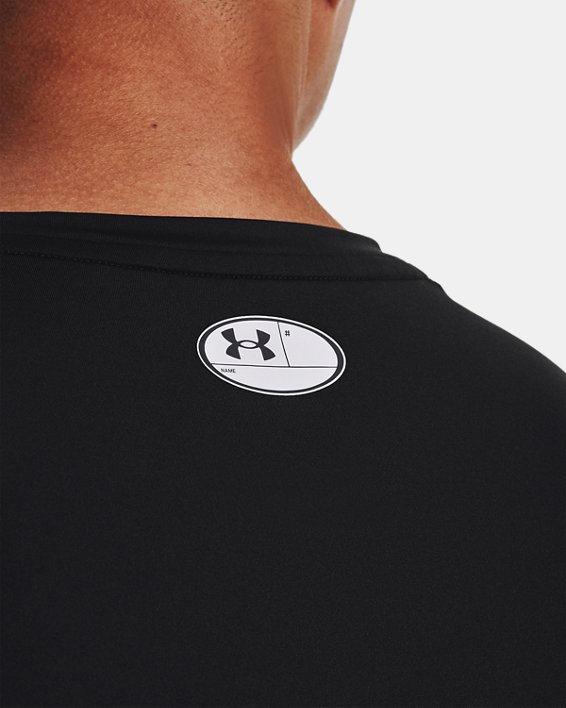 Men's HeatGear® Fitted Short Sleeve, Black, pdpMainDesktop image number 3